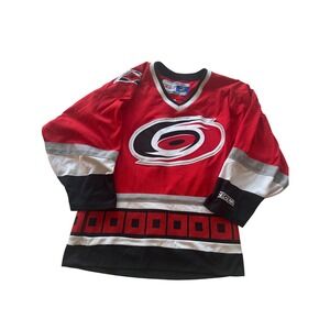 CCM Hockey Jersey Mens Small Red Carolina Hurricanes NHL Vintage Mesh Logo